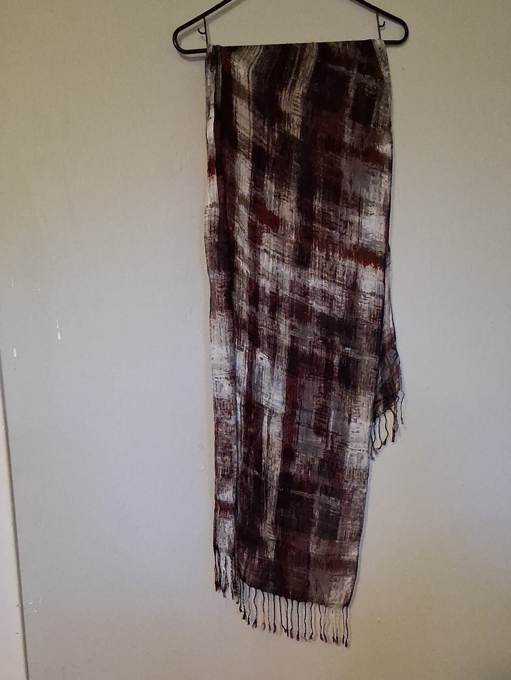 Womens Plaid Fringe Skirt - Brown & Cream